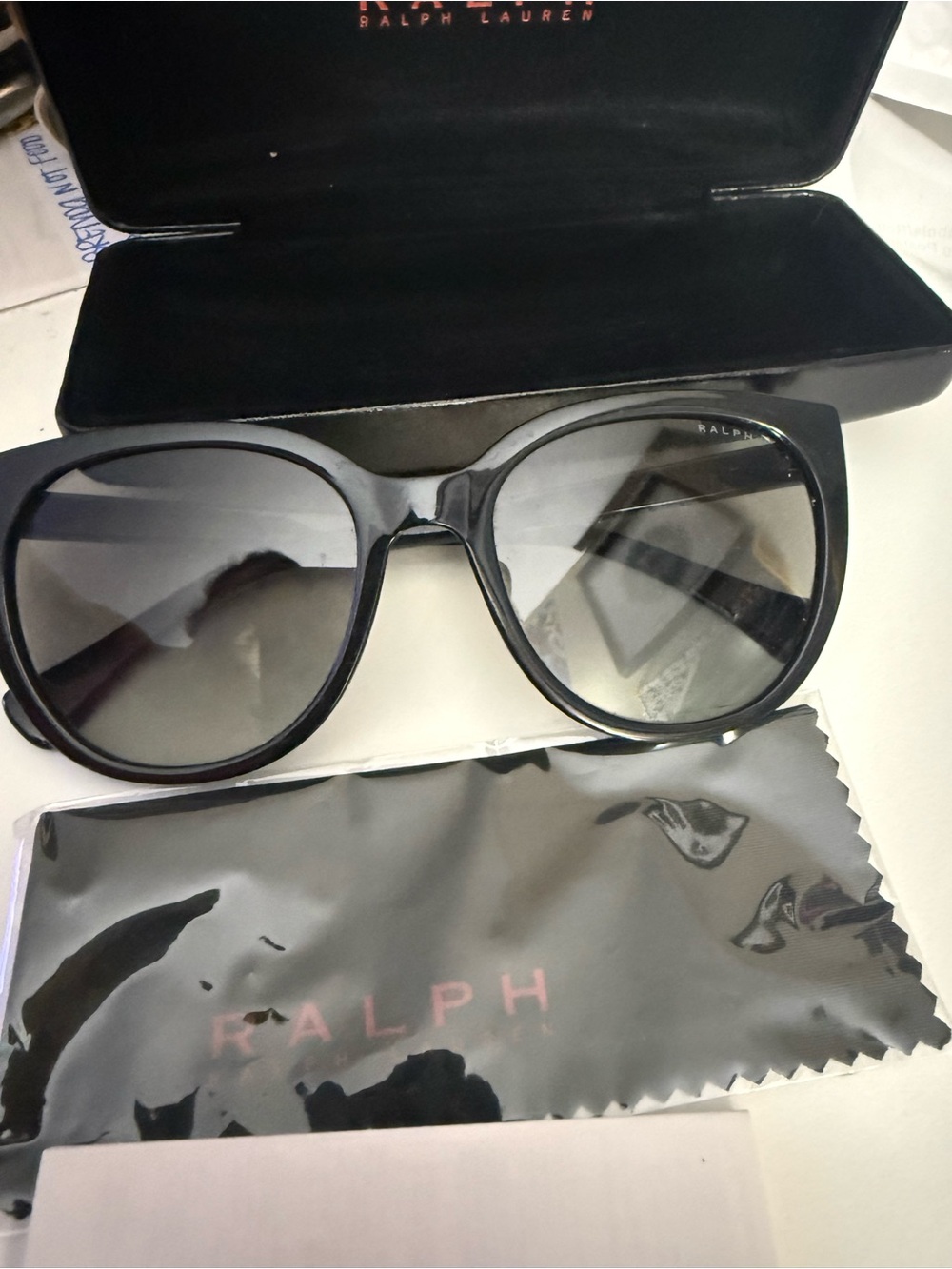 Ralph Lauren Black Frame Sunglasses with Smoke Gradient Lenses